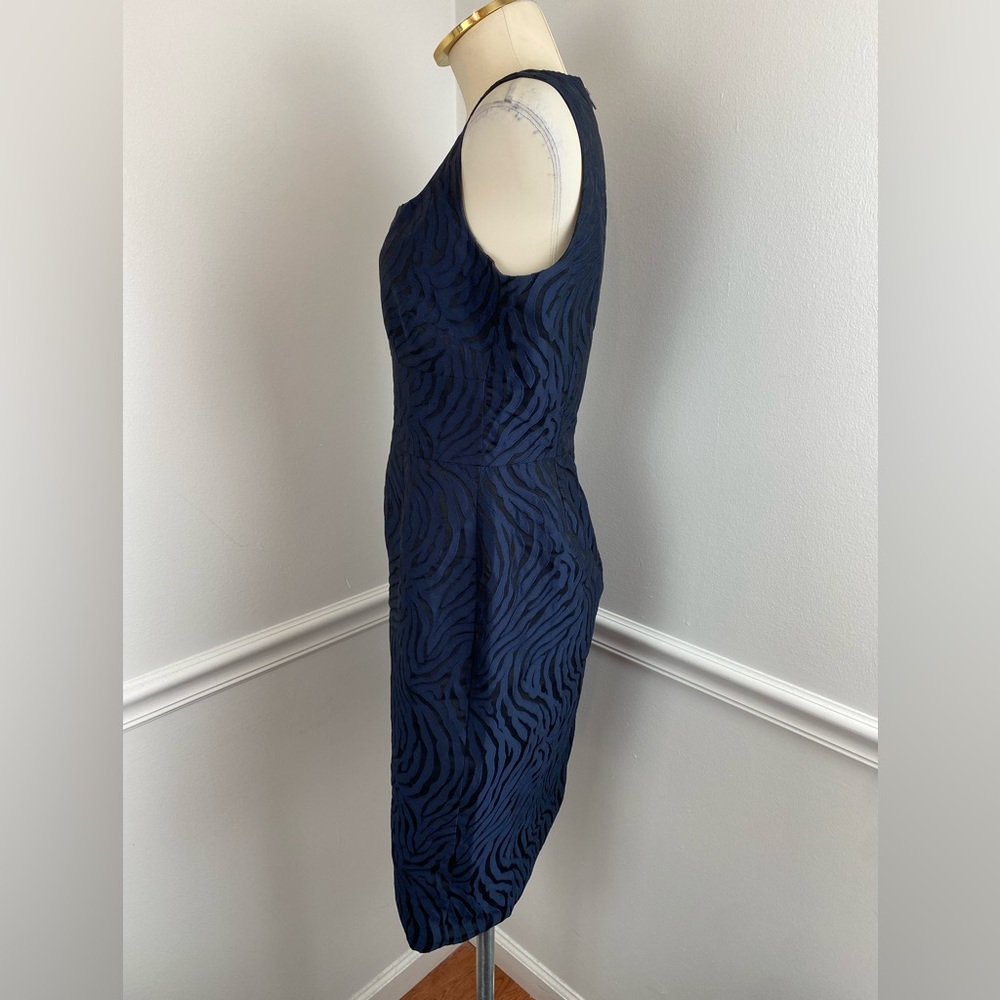 BANANA REPUBLIC Blue Black Sleeveless Career Sheath Dress | Size 4 - Picture 2 of 10